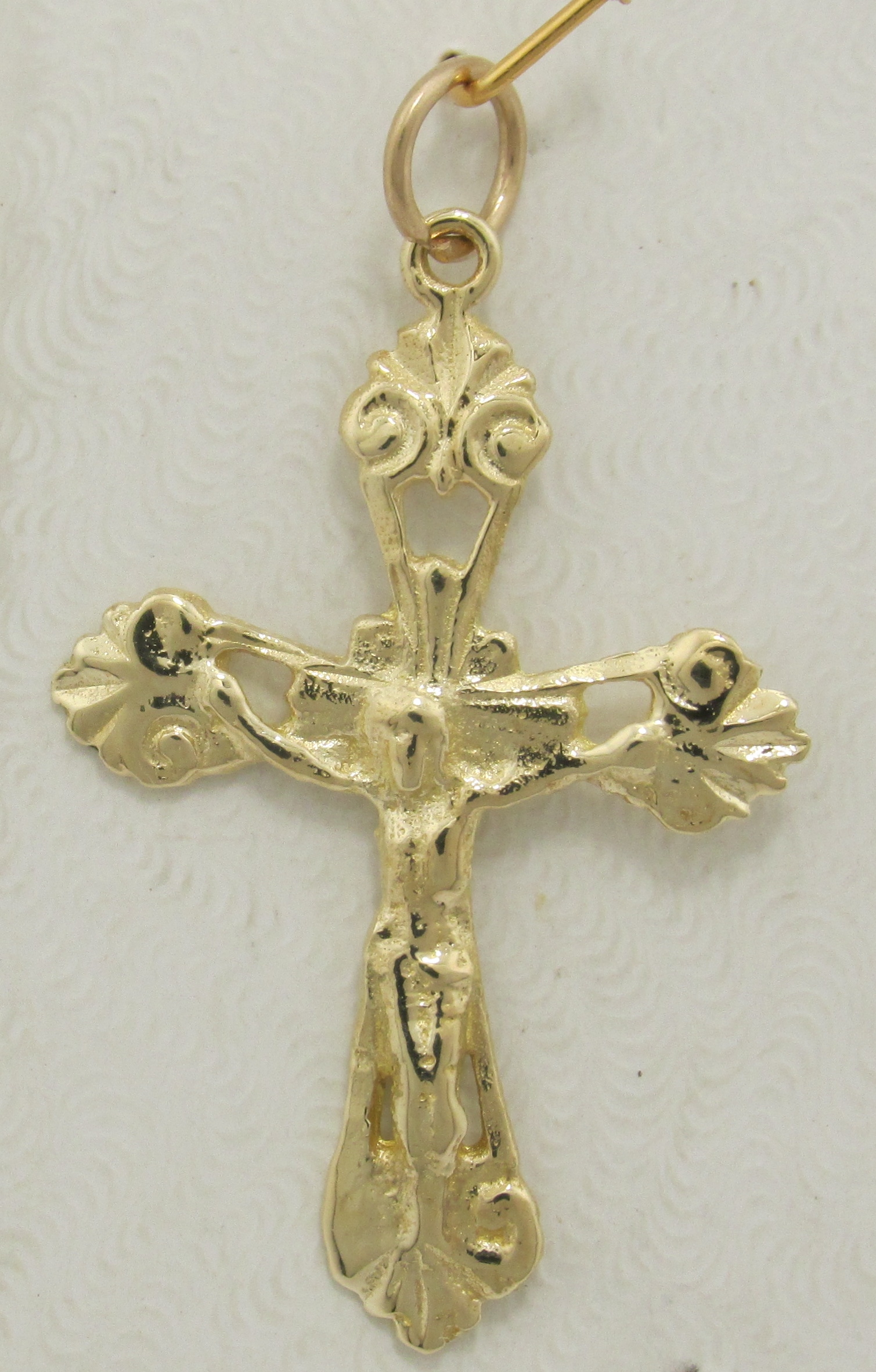 Antique Open End Crucifix Cross In K Yellow Gold Light Weight